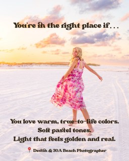 If you’re looking for a beach photographer in Destin or 30A, this post will tell you exactly who I’m for.

I photograph families, seniors, couples, and maternity sessions along the Emerald Coast, with warm, soft pastel edits and natural movement.

2026 beach sessions are already filling.
If you’re planning a Destin or 30A vacation, it’s never too early to reach out.

Let’s make your beach photos feel like your memories actually felt.

#destinphotographer #30aphotographer #graytonbeachphotographer #floridaphotographer #vacationphotographer