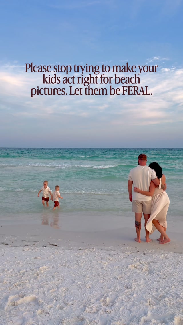 Listen, your kids can come act like absolute wild animals at my sessions 😂 Run, scream, splash, get soaked. I genuinely do not care.

The beach is a whole different animal than taking pictures in a field. Between the wind, vacation excitement, exhaustion, off schedules, and TONS of people everywhere… there’s a lot going on. 😂

Some of my favorite pictures come from letting kids be kids instead of asking them to stand still and smile the whole time.

So take a deep breath, mama. You don’t have to have perfectly behaved kids to get beautiful family photos. 🤍

📍 Destin, Florida | Family photos that don’t have to feel like a chore.

#30aphotographer #destinphotographer #30afamilyphotographer #destinflorida #30a